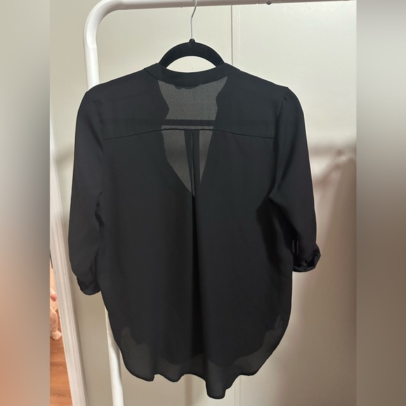 Lush Women’s Black Sheer V Neck Blouse Size Small Style T7131-001 - Picture 6 of 7